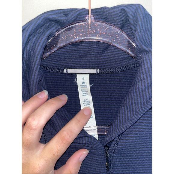 Lululemon Think Fast Pullover Tonka Stripe Inkwell Black 6 - Picture 3 of 5